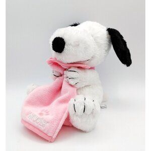 SNOOPY Peanuts Dog 8" Plush Pink Security Blanket Stuffed Animal